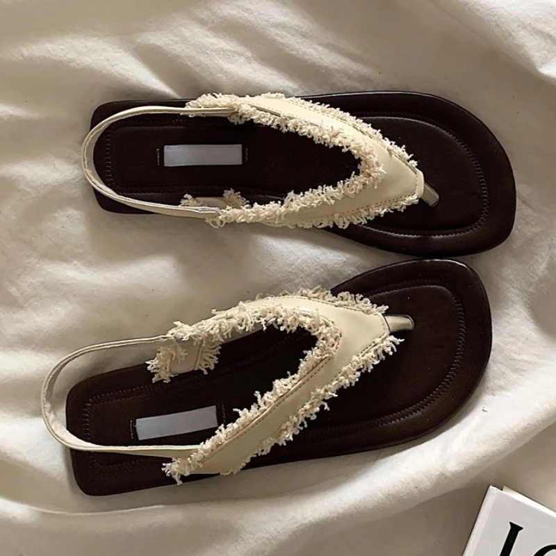 Clip Toe Frauen Wohnungen Hausschuhe Fad Sandalen Frau Schuhe 2025, Sommer Neue Flip-Flops Flache Rutschen Gehen Weiche Zapatillas De Mujer