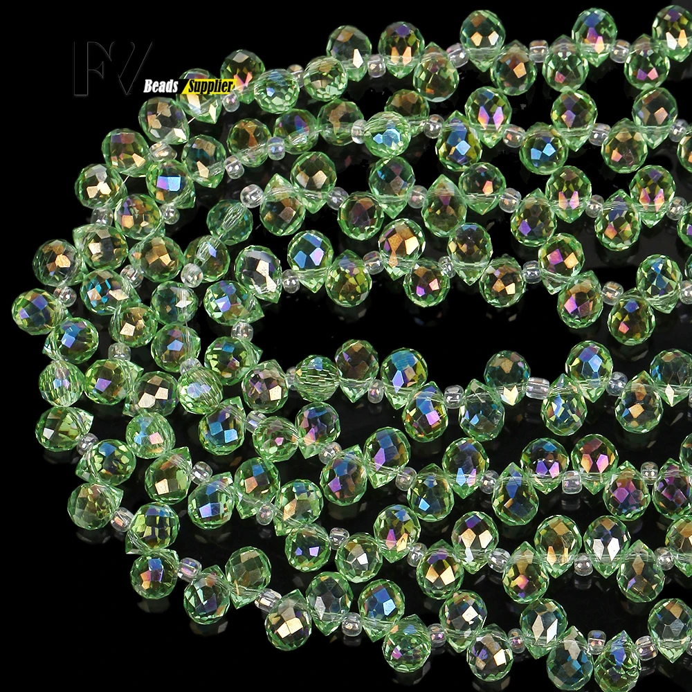 6mm Naturstein Perlen Grün Waterdrop Kristall Lose Perlen Für Schmuck Handgemachte Diy Armband Zubehör Image