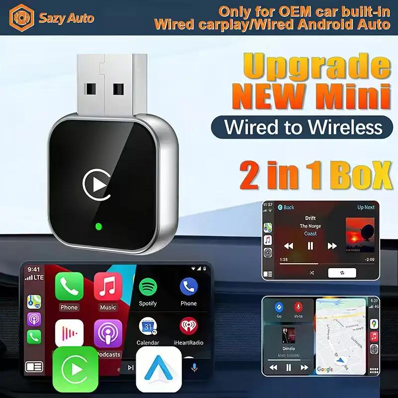 Neue Drahtlose CarPlay Android Auto Adapter USB Dongle Smart Mini Box Plug Und Play Universal Für VW Toyota Nissan Honda Ford Benz Image