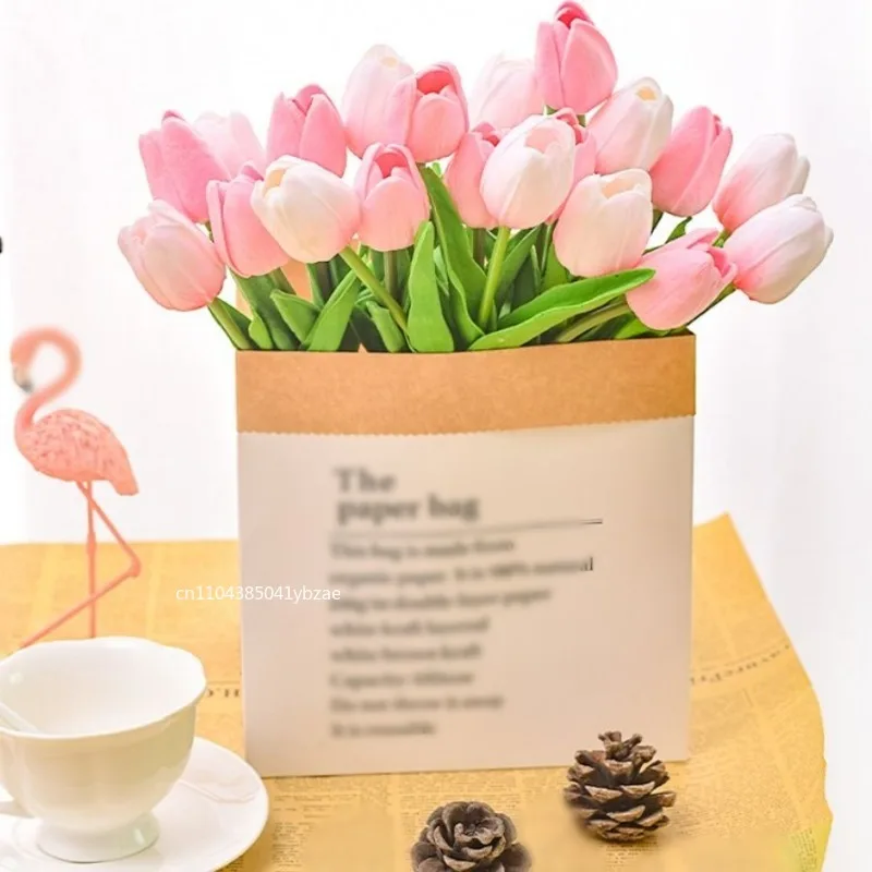 Artificial Flowers Tulip Bouquet Fake Flowers Wedding Garden Decoration Outdoor Home Garden Bouquet Vase Decor Plants