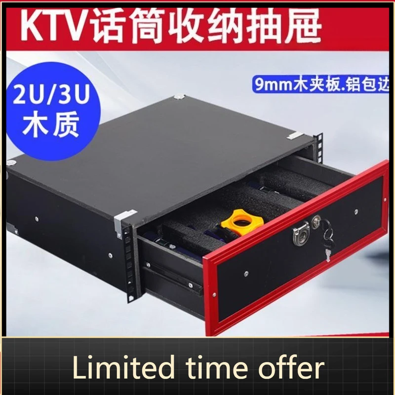 19-Zoll-2U-Schublade mit Schloss, ABS-Luftgehäuse, 3U-Massivholz-Mikrofonempfänger, technischer Aufbewahrungskoffer für Rackmontage Image