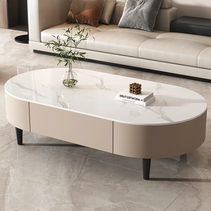 Couchtisch aus Schiefer, ovaler Teetisch für Zuhause und Wohnzimmer