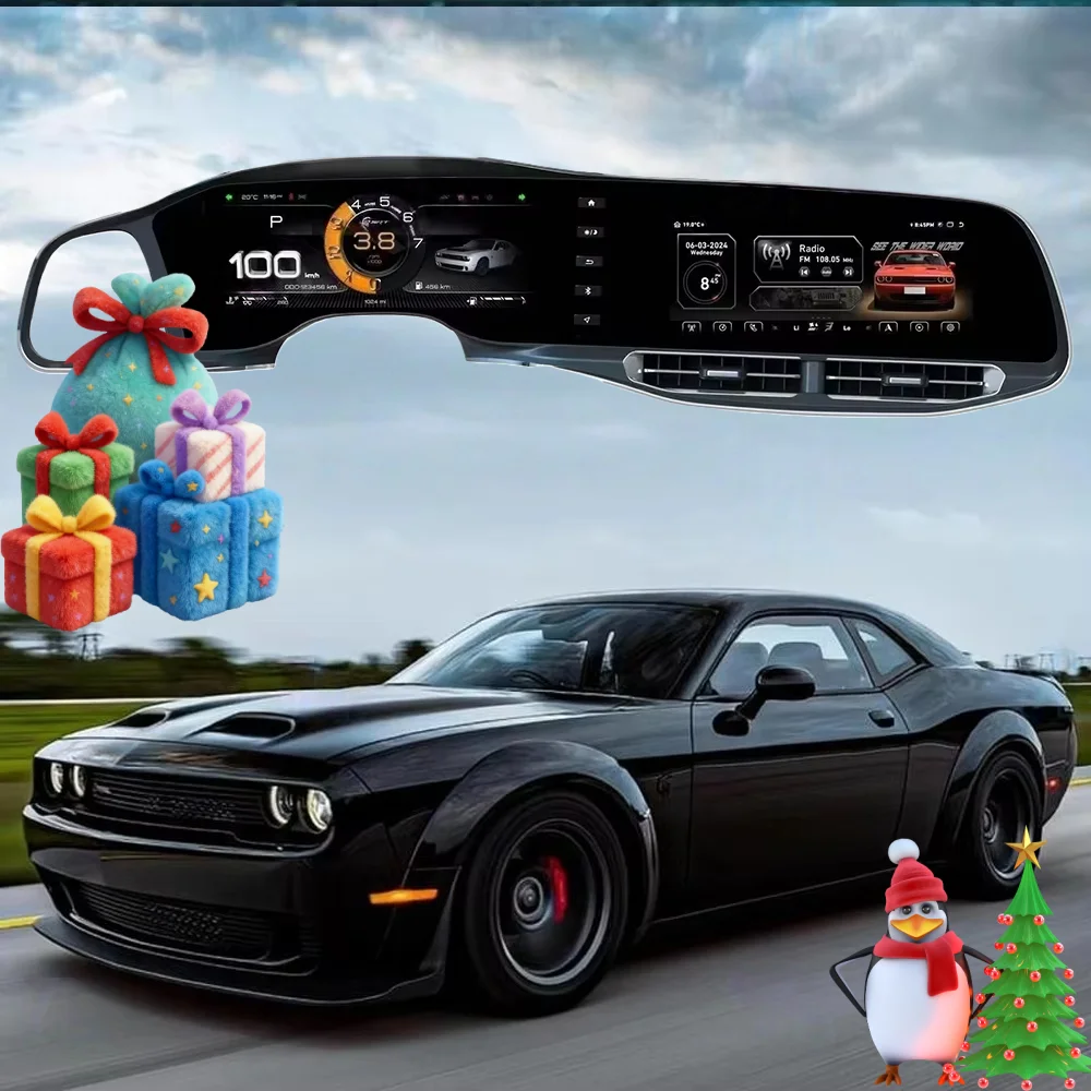 Android Auto Digital Cluster Tachometer Für Dodge Challenger SRT Hellcat 2010-2023 Auto GPS Navi Radio Player Carplay kopf einheit Image