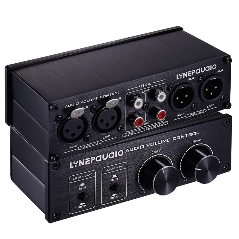 Vollständig symmetrischer XLR-RCA-Audioschalter, 2 Eingänge, 2 Ausgänge, mit Lautstärkeregler, passiver Vorverstärker, aktive Lautsprecher-Wahlschalterbox Image