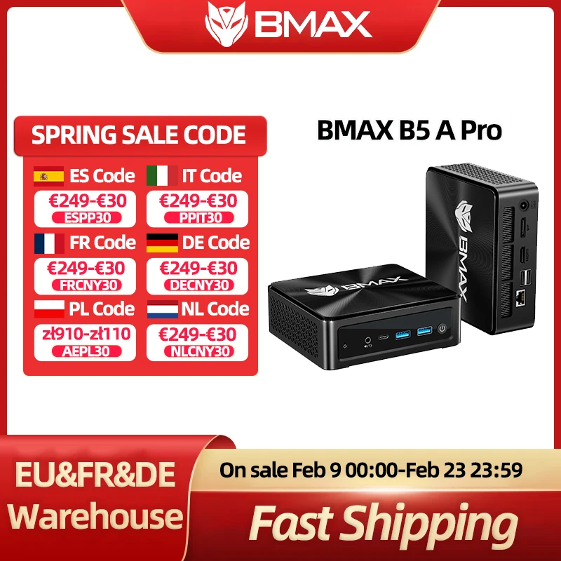 BMAX B5APRO Mini-PC AMD Ryzen7 5700U AMD Radeon Graphics 16 GB DDR4 512 GB SSD Windows 11 Dualband WiFi Bluetooth 5.2 Mini-PC Image