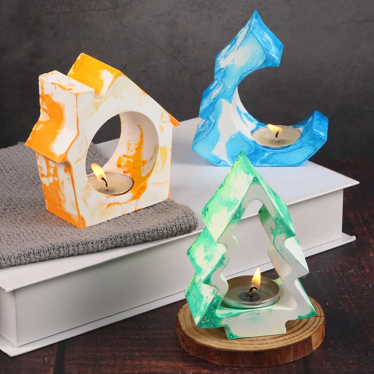 Weihnachten Dekoration Kerzenhalter Silikon Form Diy Handgemachte Weihnachten Baum Gips Beton Harz Kerzenhalter Handwerk Form Home De Image