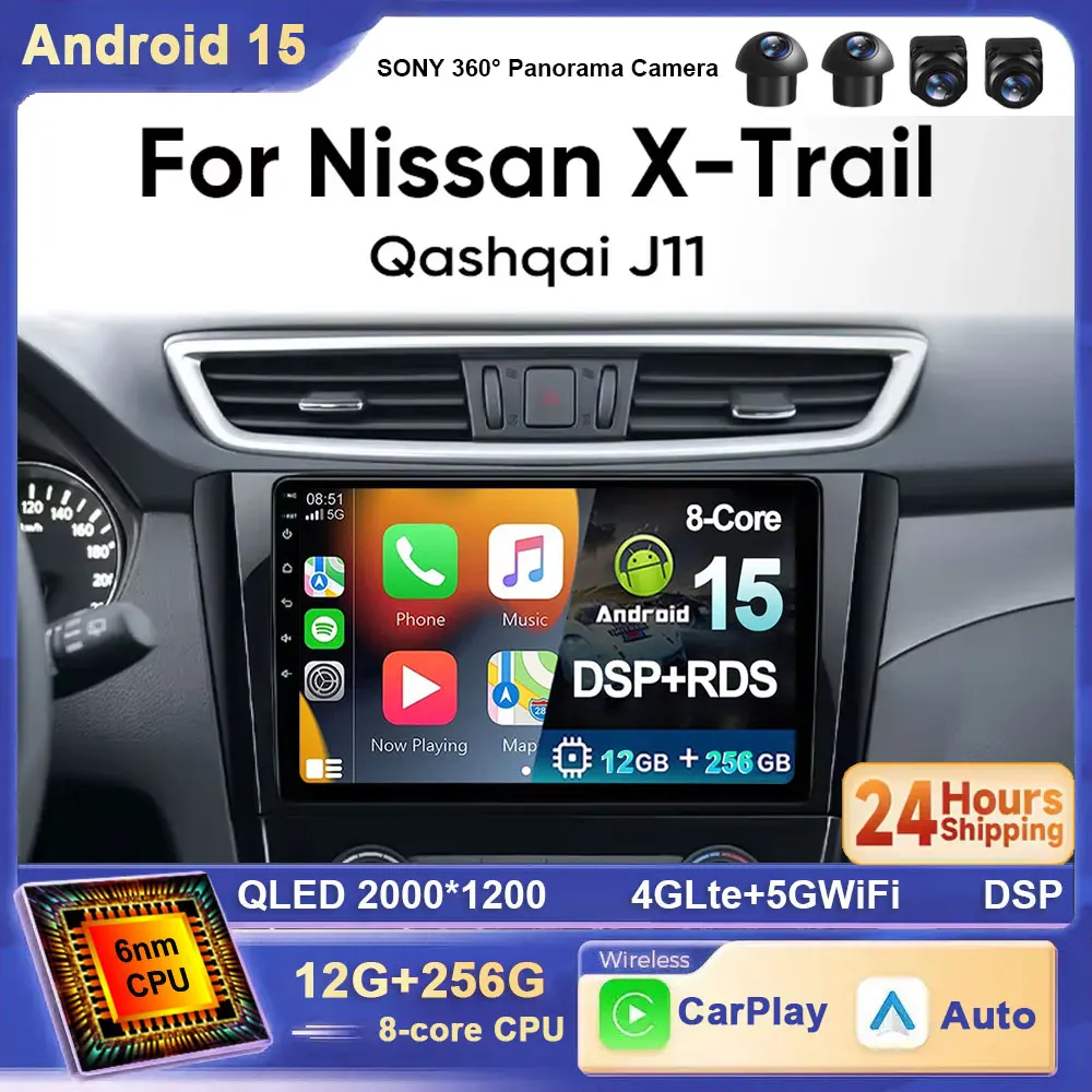 Android 15 Autoradio Für Nissan X-Trail 3 T32 Qashqai J11 2 2014-2020 Drahtlose Carplay multimedia-Player Android Auto Stereo 4G Image