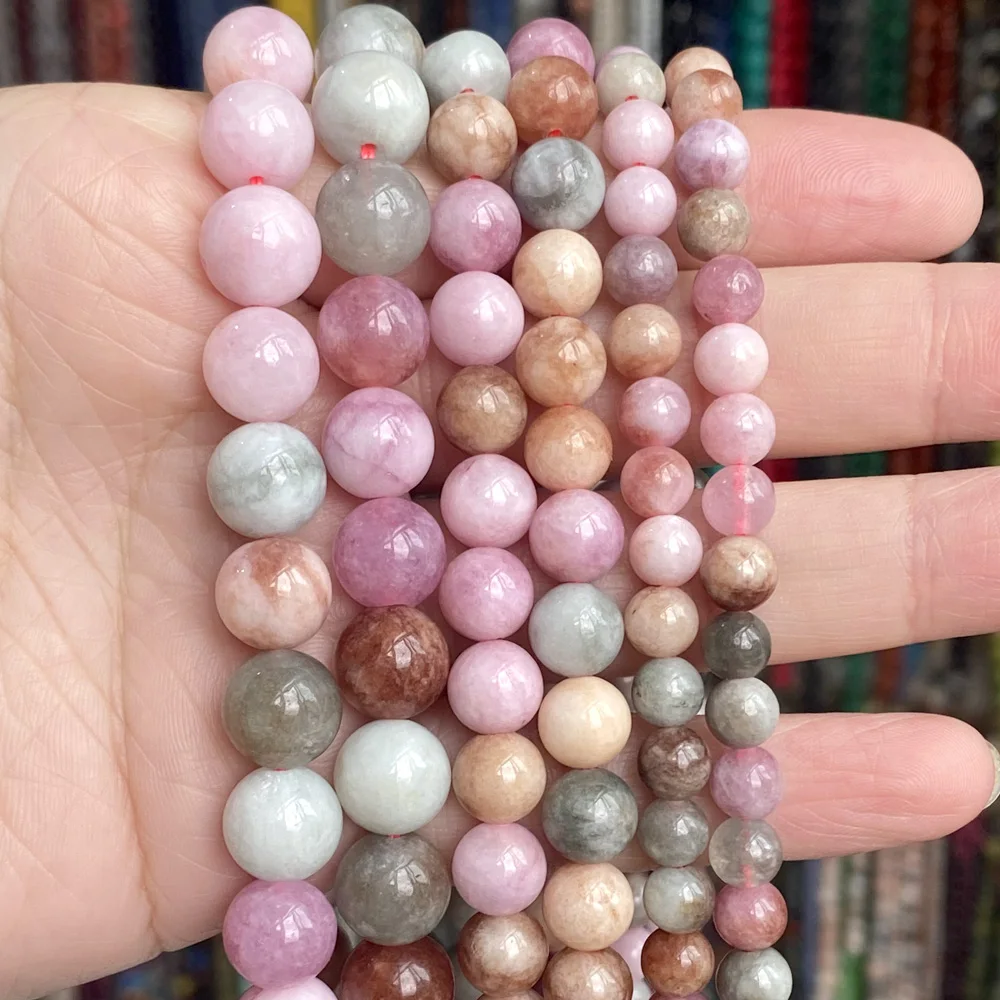 Perline di pietra di giada colorata naturale distanziatore allentato rotondo per la creazione di gioielli collana braccialetto fai da te fatta a mano 6/8 / 10mm
