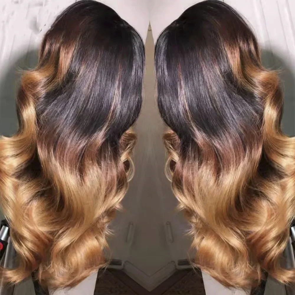 Körperwelle 13x4 Lace Front Ombre Perücke Echthaar Perücke für Frauen Brasilianisches Blond 1b/4/27/30 Lace Frontal Perücke im Ausverkauf Image