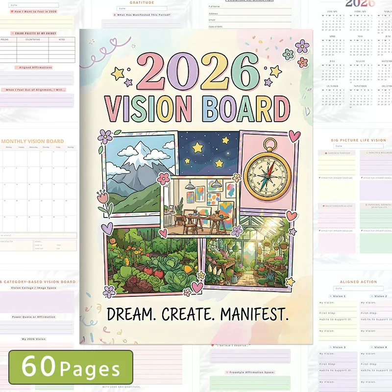 2026 Vision Board und Zielplaner: Gestalte dein bestes Leben mit monatlicher und vierteljährlicher Strategieplanung, SMART-Ziel-Arbeitsbuch Image
