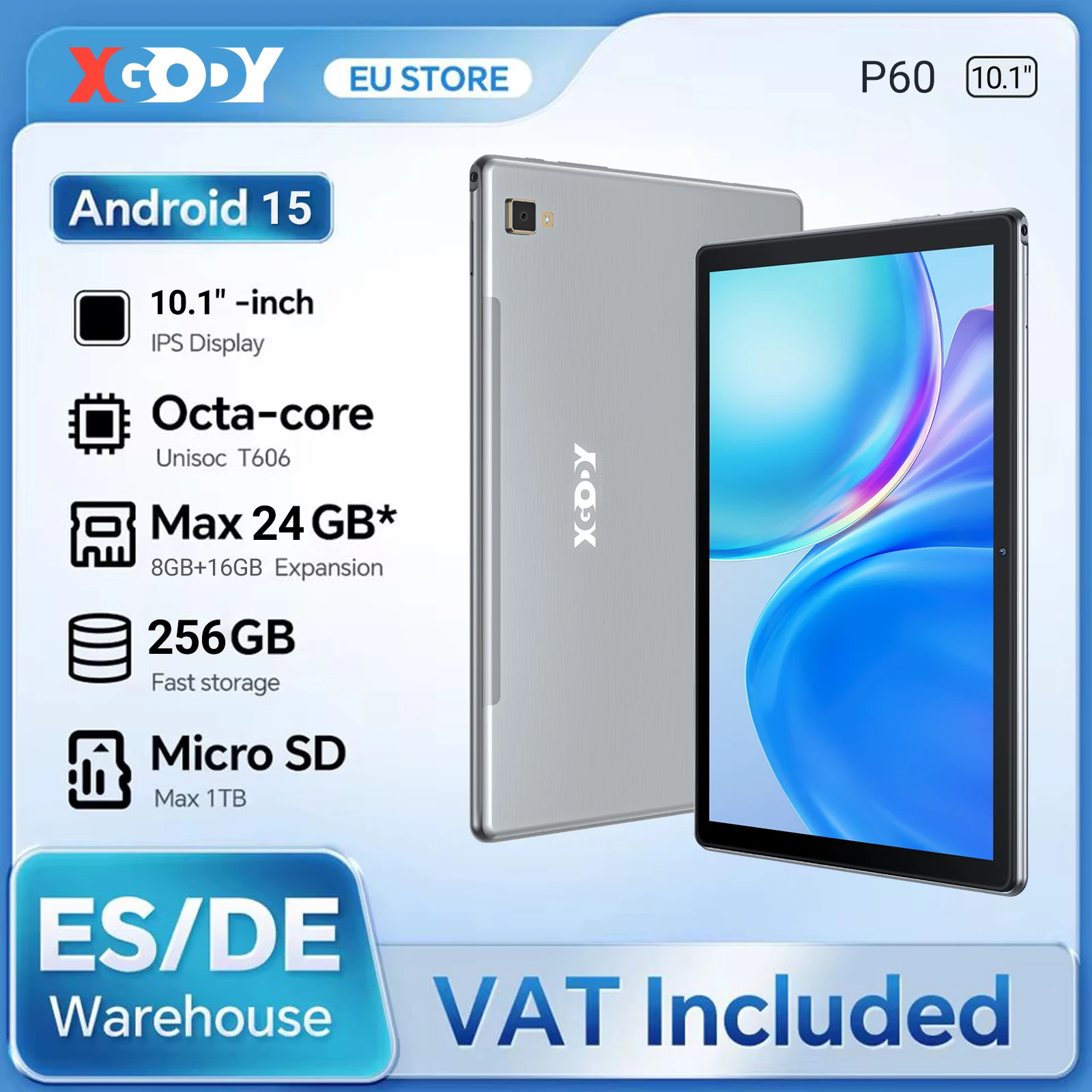 2025 Neues Verbessertes Pad 10,1 Zoll Android Tablet HD-Display Octa-Core 24GB RAM 256GB ROM Dual-Telefonanruf WLAN Google Play Tablet-PC Image