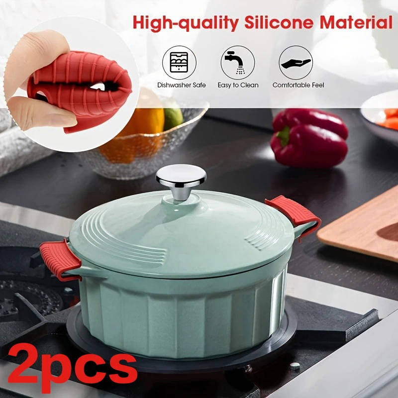 Topfgriffabdeckungen aus Silikon – hochhitzebeständig, verbrühungshemmende Griffabdeckung für Ohren, rutschfester Griff für Gusseisen-Pfanne und Suppenpo Image