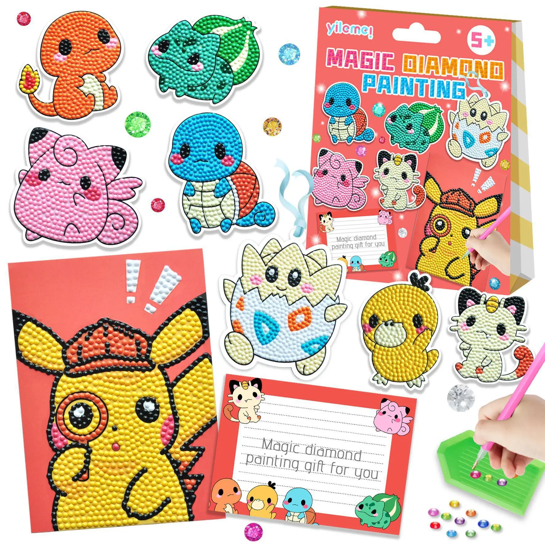 Diamant Malerei Aufkleber Lesezeichen Grußkarte Stick lässig Set Kinder handgemachte Punkt Bohrer DIY Cartoon Diamant Malerei Image