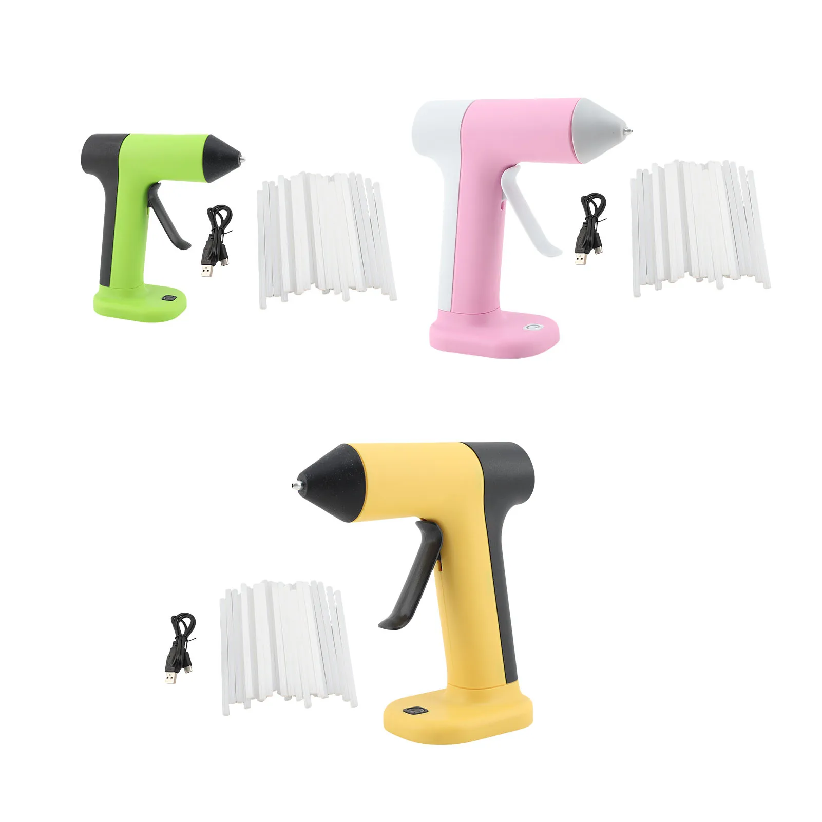 Kabelloser Heißklebepistole mit Automatischer Abschaltung, Kleine Wiederaufladbare Heißklebepistole mit 30 Klebesticks für Schmuck, Leiterplatten und Bastelarbeiten Image