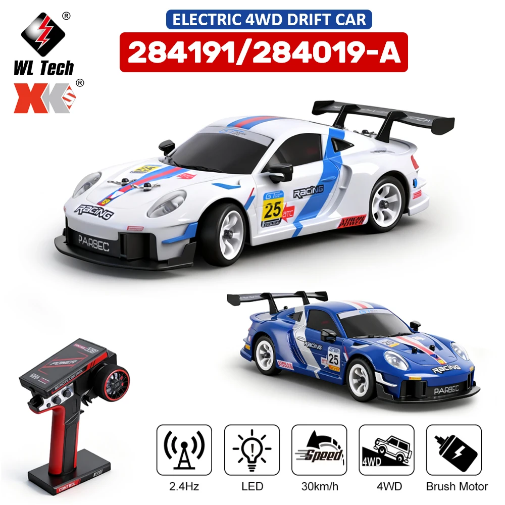 WLtoys 1/28 284191 284019-A voiture à dérive gyroscopique RC améliorée 4WD modèle radiocommande haute vitesse 2.4G véhicule de course à dérive Mini cadeau