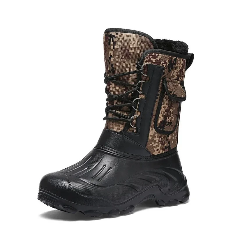 2025 neue männer Winter Stiefel Plattform männer Schnee Stiefel Warme Dicke Plüsch Wasserdichte Outdoor Angeln Arbeit Stiefel Plus größe 40-46