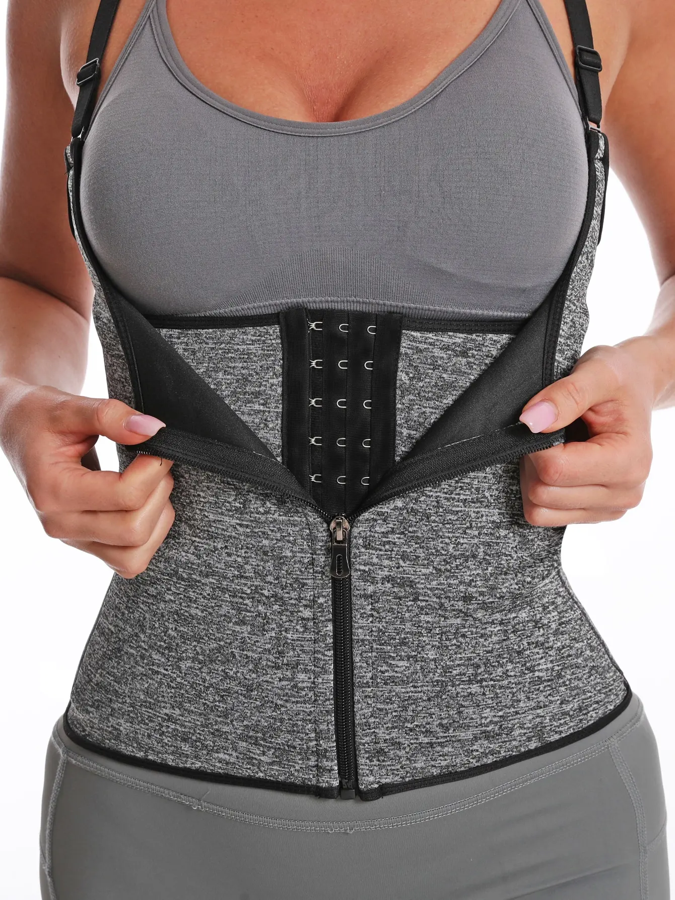 Enge Weste für Damen, Taillentrainer, Bauchkontrolle, enge Weste, postpartale Formgürtel, Sportformungskleidung, Grau Image