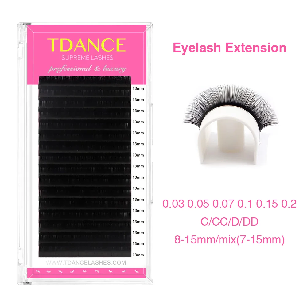 TDANCE Wimpernverlängerung 16 Reihen Korea PBT C/CC/D/DD Individuelle Lieferungen Professionelle natürliche künstliche Nerz russische Volumenwimpern Image