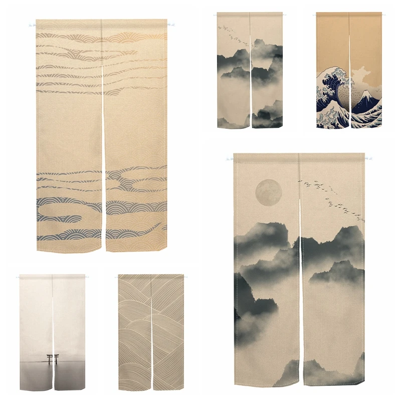 Noren Türvorhänge im japanischen Stil, Berg, Izakaya, Esszimmer, Trennwand, Leinen, Türvorhang, Küche, Eingang, halber Vorhang Image