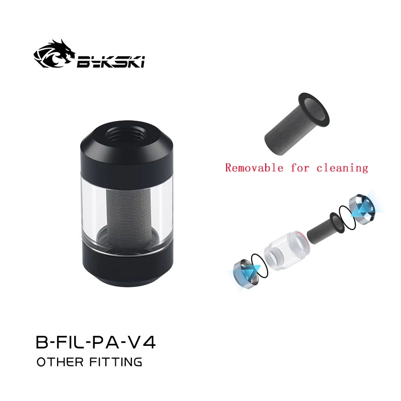 Bykski Double G1/4 Metall + Acryl Filter Wassersystem gewidmet Doppelspiralmuster Metallfilter Anschluss Computerarmatur Image