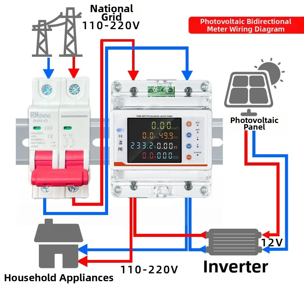Intelligenter WiFi-Leistungsschalter: Farbbildschirm, Fernbedienung und umfassend für Heimwerker-Testmesswerkzeugzubehör Image