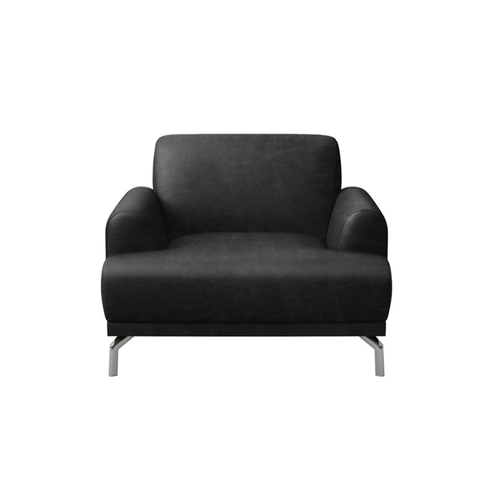 Fauteuil en cuir naturel noir