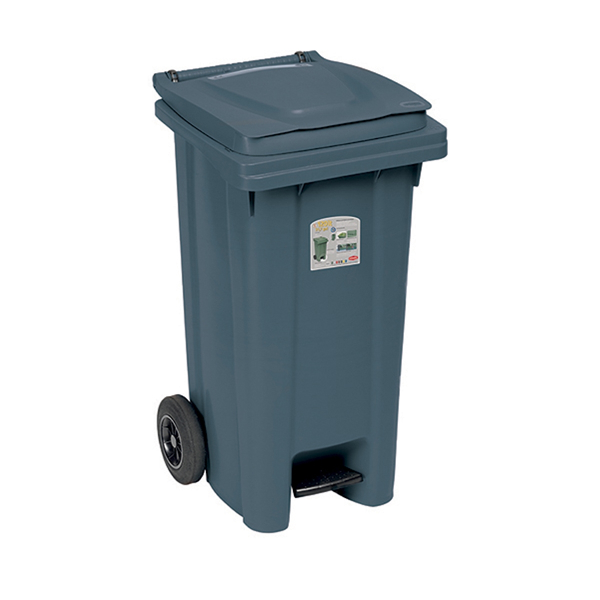 Stefanplast 120-Liter-Mülltonne mit Rollen und Pedal, Eisengrau Image