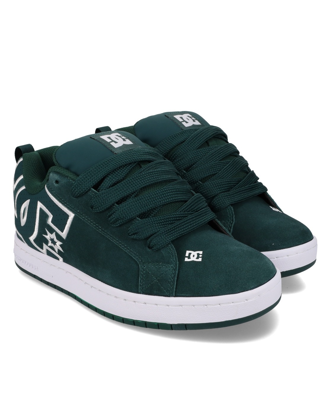 Sneaker DC SHOES "Court Graffik", Herren, Gr. 6,5(38,5), dunkelgrün, weiß, Obermaterial:Obermaterial: Leder (Kuh) / Futter: Textil / Außensohle: Gummi;, Schuhe Sneaker