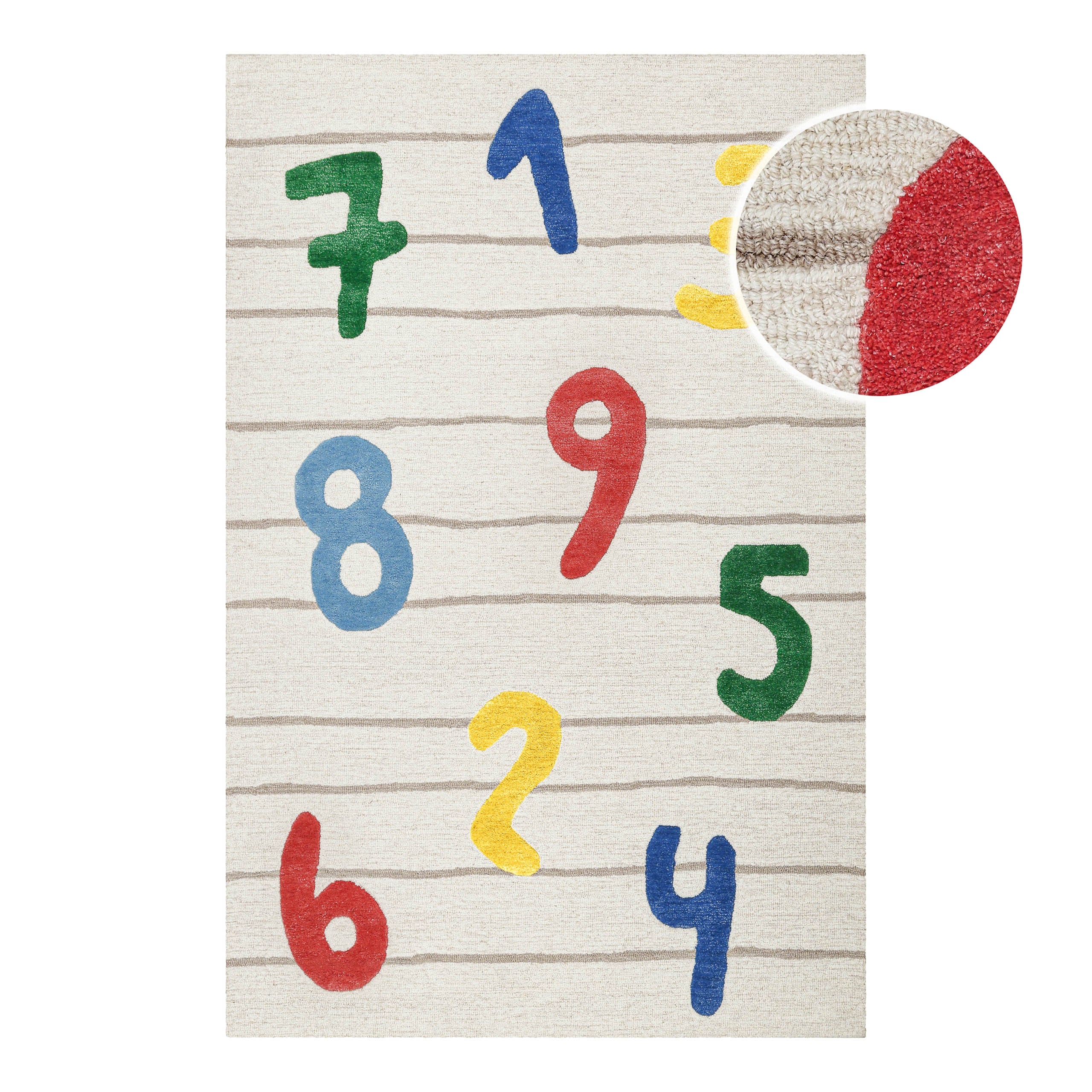 Kinderteppich SMART KIDS "Countdown", beige, B:160cm H:16mm L:230cm, Schurwolle, Teppiche, Kinderteppich, Kinderteppich mit Zahlen, Hoch-Tief-Effekt, Schurwolle, Spielzimmer