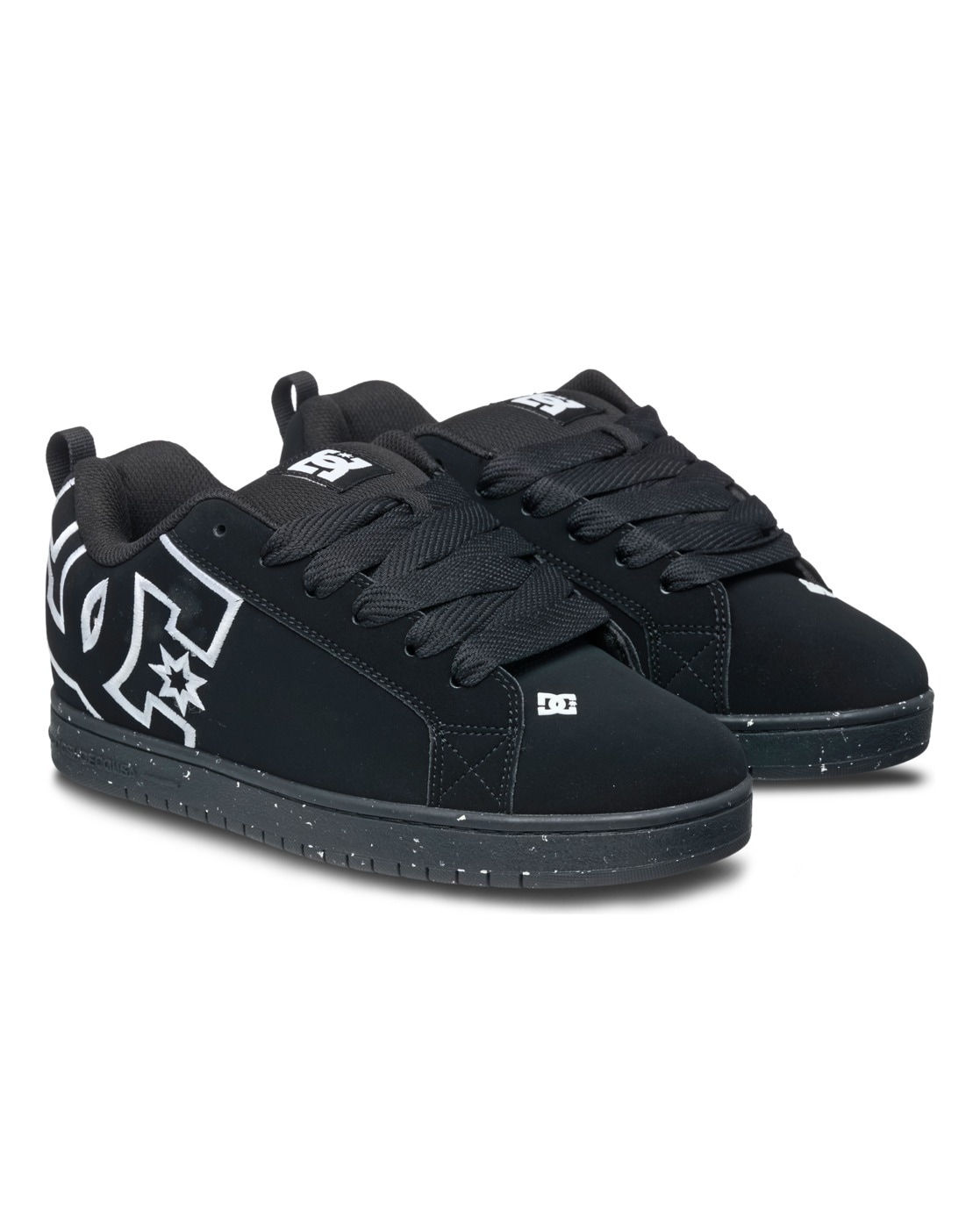 Sneaker DC SHOES "Court Graffik", Damen, Gr. 10,5 (44), schwarz, schwarz, recycled, Obermaterial:Obermaterial: Leder (Kuh) / Futter: Textil / Außensohle: Gummi;, Schuhe Sneaker