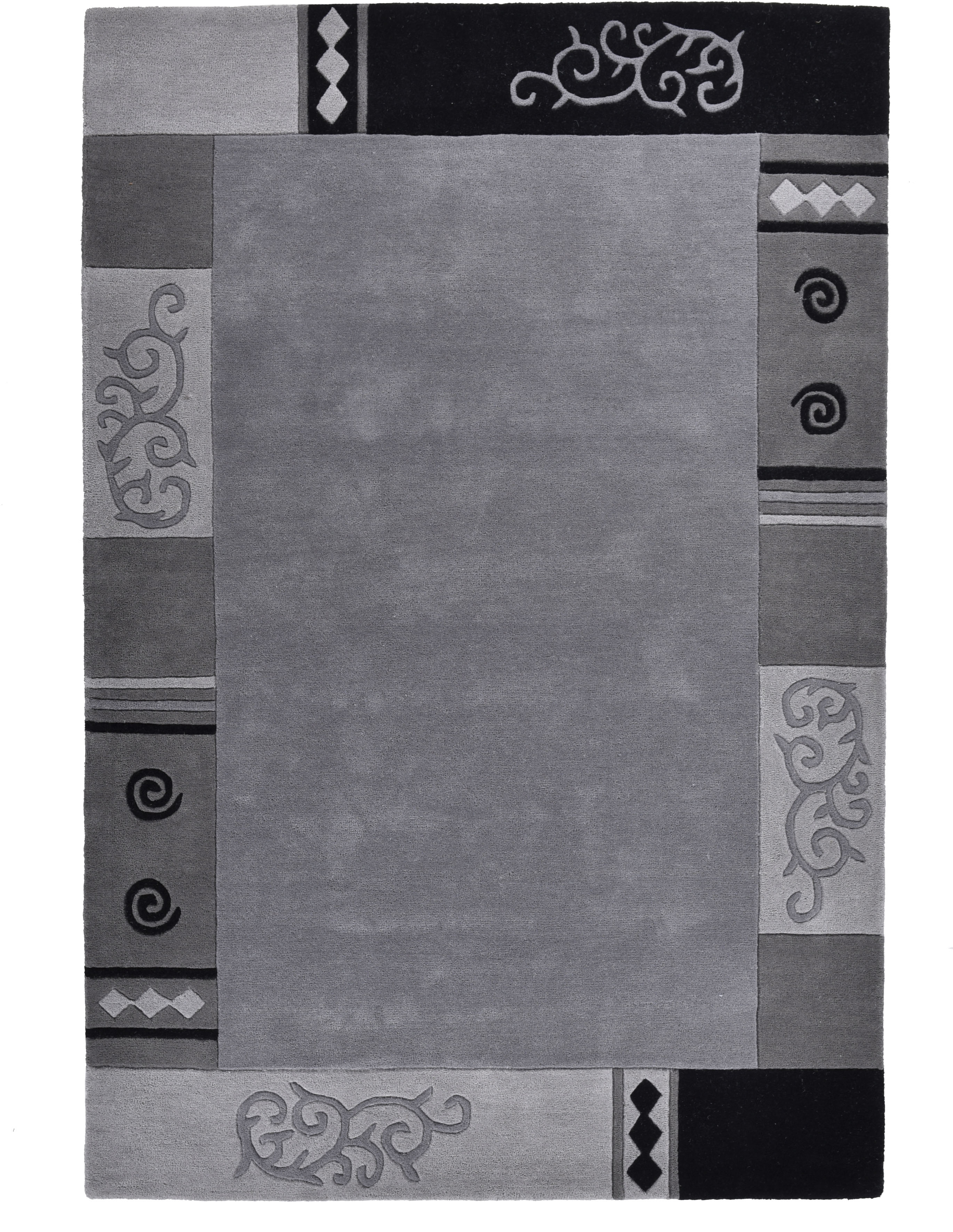 Wollteppich THEKO "Ambadi", grau, B:60cm H:14mm L:90cm, Schurwolle, Teppiche, reine Schurwolle, handgetuftet, mit Bordüre, modern Image