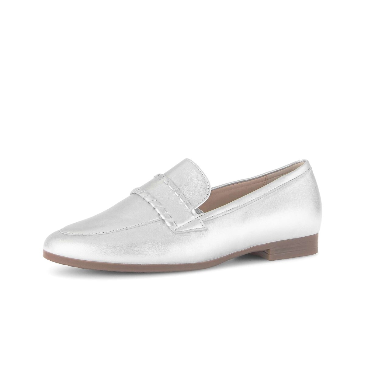 Slipper GABOR "Slipper Effektleder", Damen, Gr. 44, silber, Schuhe Slipper