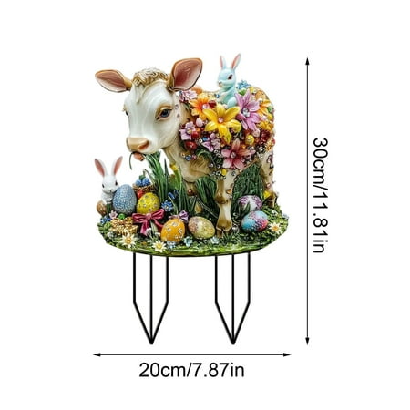 Uuowzo Stake Easter Decoration Easter Rabbits Decoration Easter Decoration Outdoor Vintage for Outdoor Spring Easter Bunny Outdoor Signs Easter Indoor Outdoor Easter Decorations for Yard H