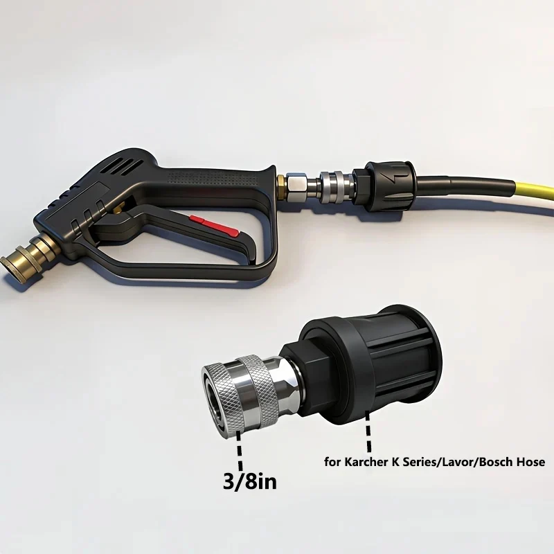 Hochdruckreiniger-Schlauchadapter 3/8 Zoll Schnellkupplung für Kärcher, Lavor, Bosch zur Verbindung mit Wasserpistolen Image