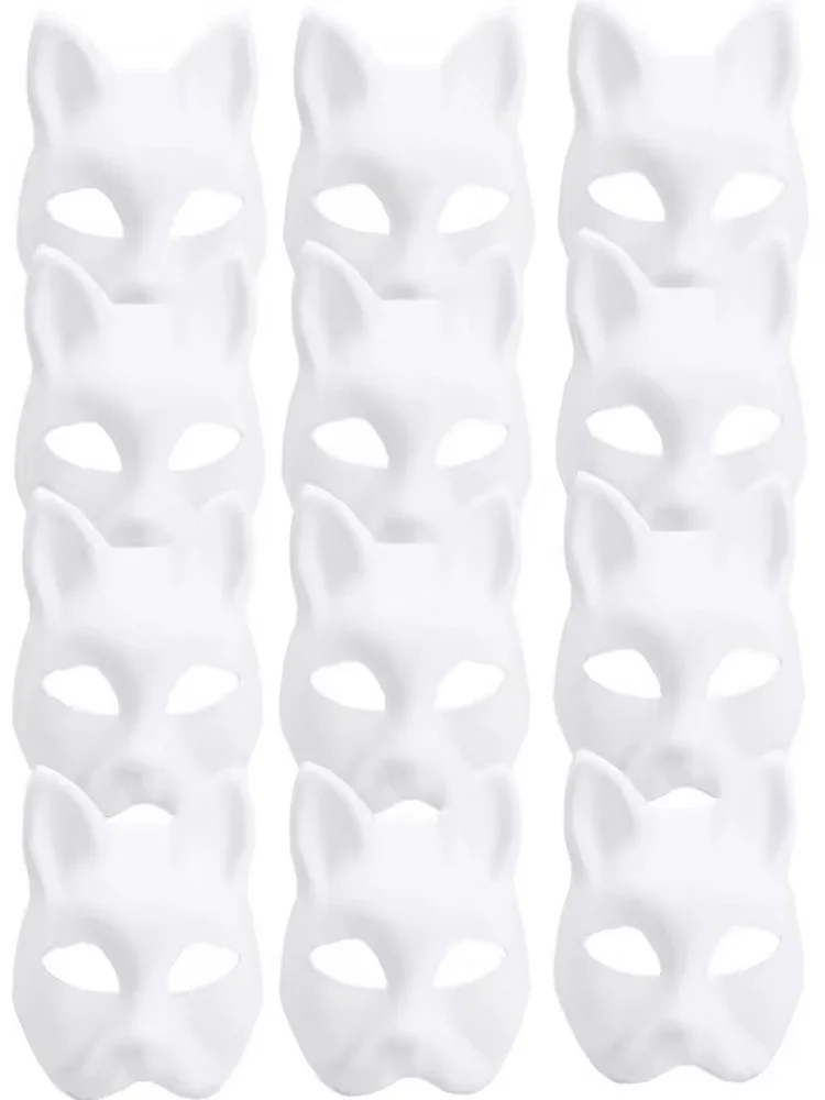 5 pezzi Maschere Therian Maschere per gatti bianchi Vuoto Maschera di Halloween fai da te Mezza maschera per animali Festa in maschera Cosplay