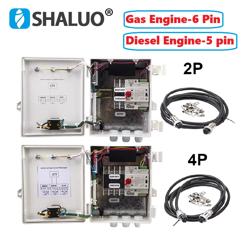 10 kW Benzin-Dieselmotor ATS-Steuerbox Auto Start Controller Einphasig 220 V Dreiphasig 380 V 5 Pin 6 Pin Generatorteile Image