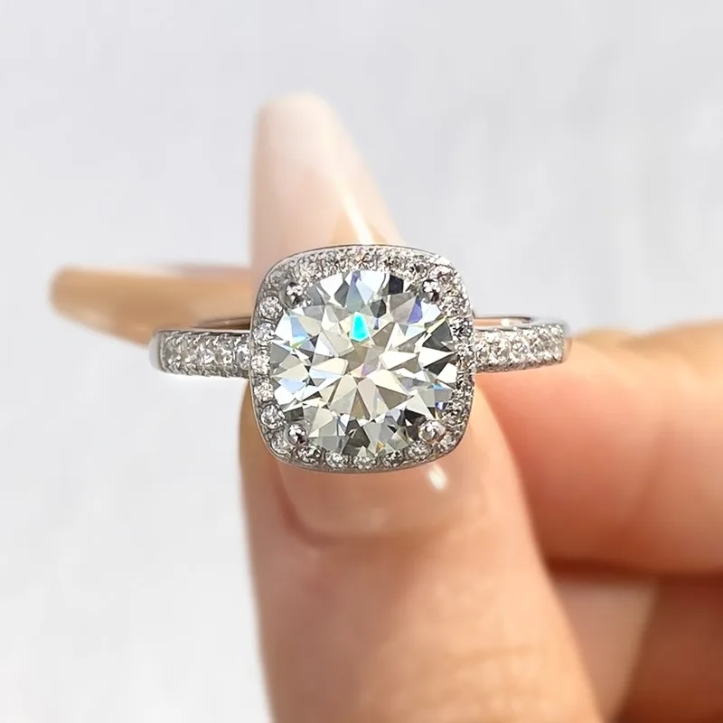 DWJ Klassische 1CT D Farbe Platz Echt Moissanite Diamant Verlobungsringe Für Frauen Echt 925 Sterling Silber Hochzeit Schmuck Image