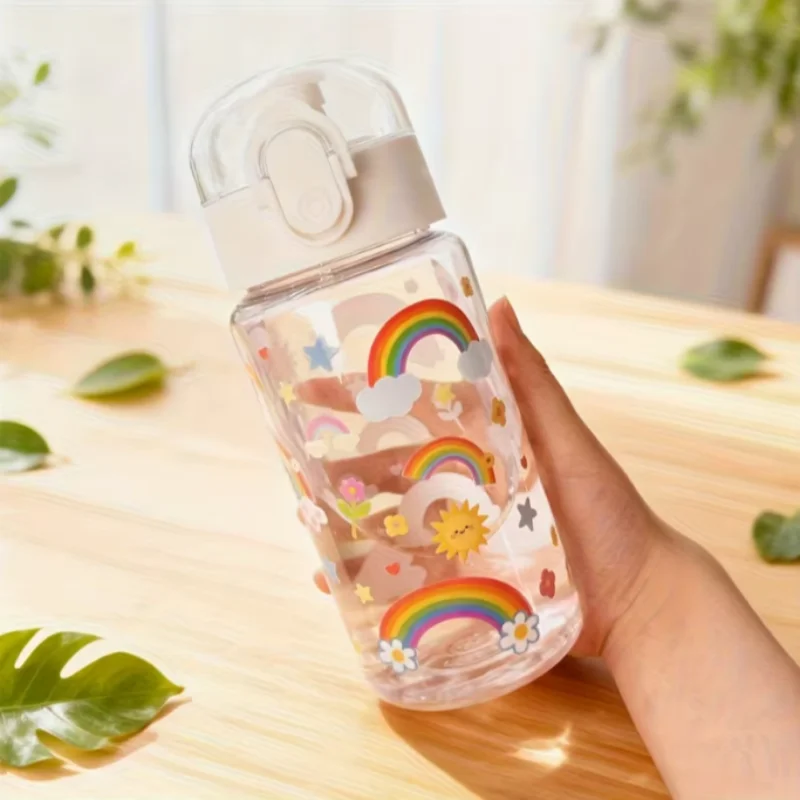 3D-gedruckter transparenter Wasserbecher mit Cartoon-Muster – 550 ml lebendige Farben, lichtbeständig, süß und stilvoll, langlebig Image