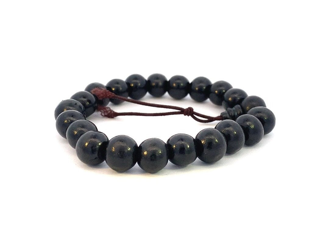 Bracciale con perline da uomo in onice nero, braccialetto elasticizzato con perline di pietre preziose da 10 mm, regalo per lui, braccialetto con perl