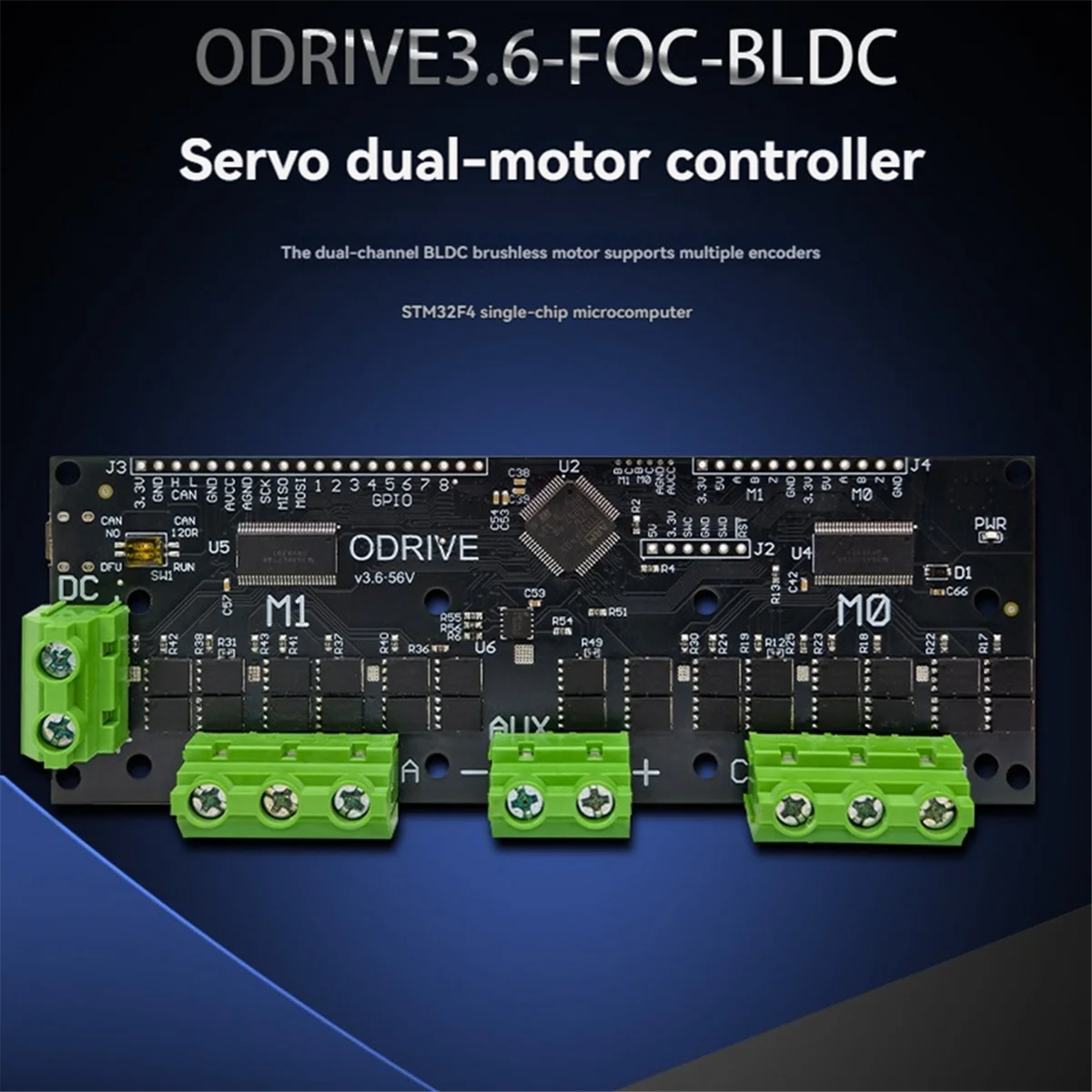 A72Z ODrive3.6 56V FOC-BLDC Servo Dual Motor Controller STM32F4 Unterstützung Mehrere Encoder ODrive3.6 Motor Control Board 12-56V Image
