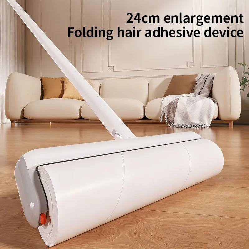 Haushaltskleberroller mit langer Stange, großes, erweitertes Werkzeug zum Absaugen und Staubkleben von Bodenhaaren Image