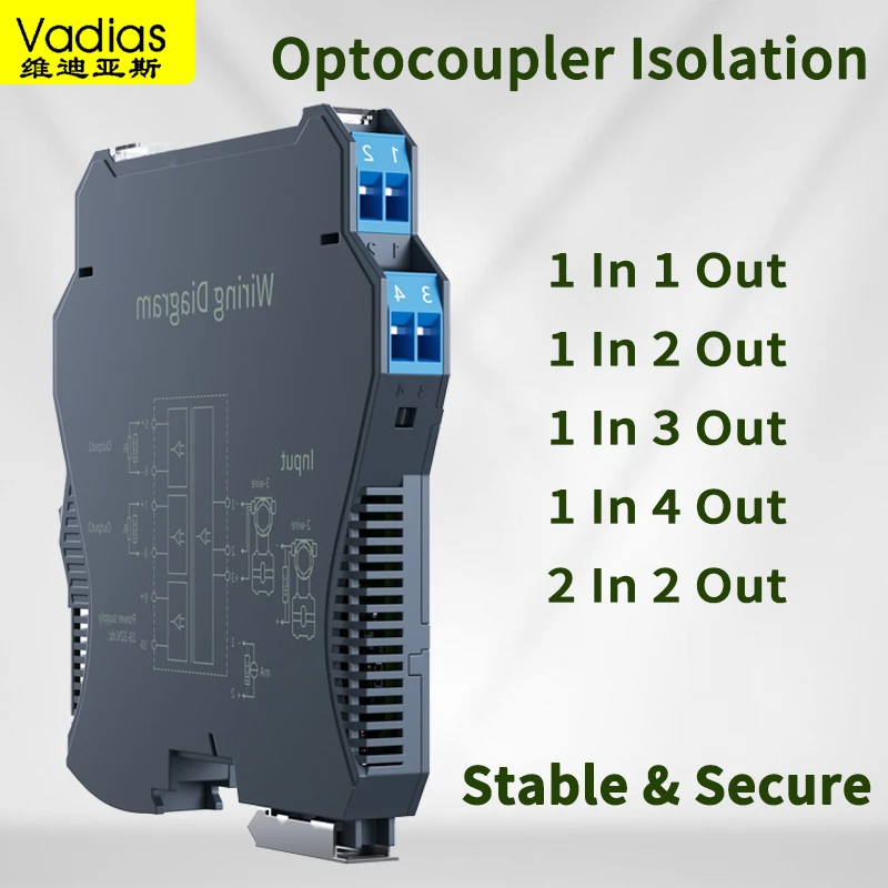 Signalisolator 4–20 mA auf 0–10 V, analoger Signalsplitter, 0–10 V, 0–5 V, 0–10 mA, DC-Signalisolator, DC24V, analoger Signalisolator Image