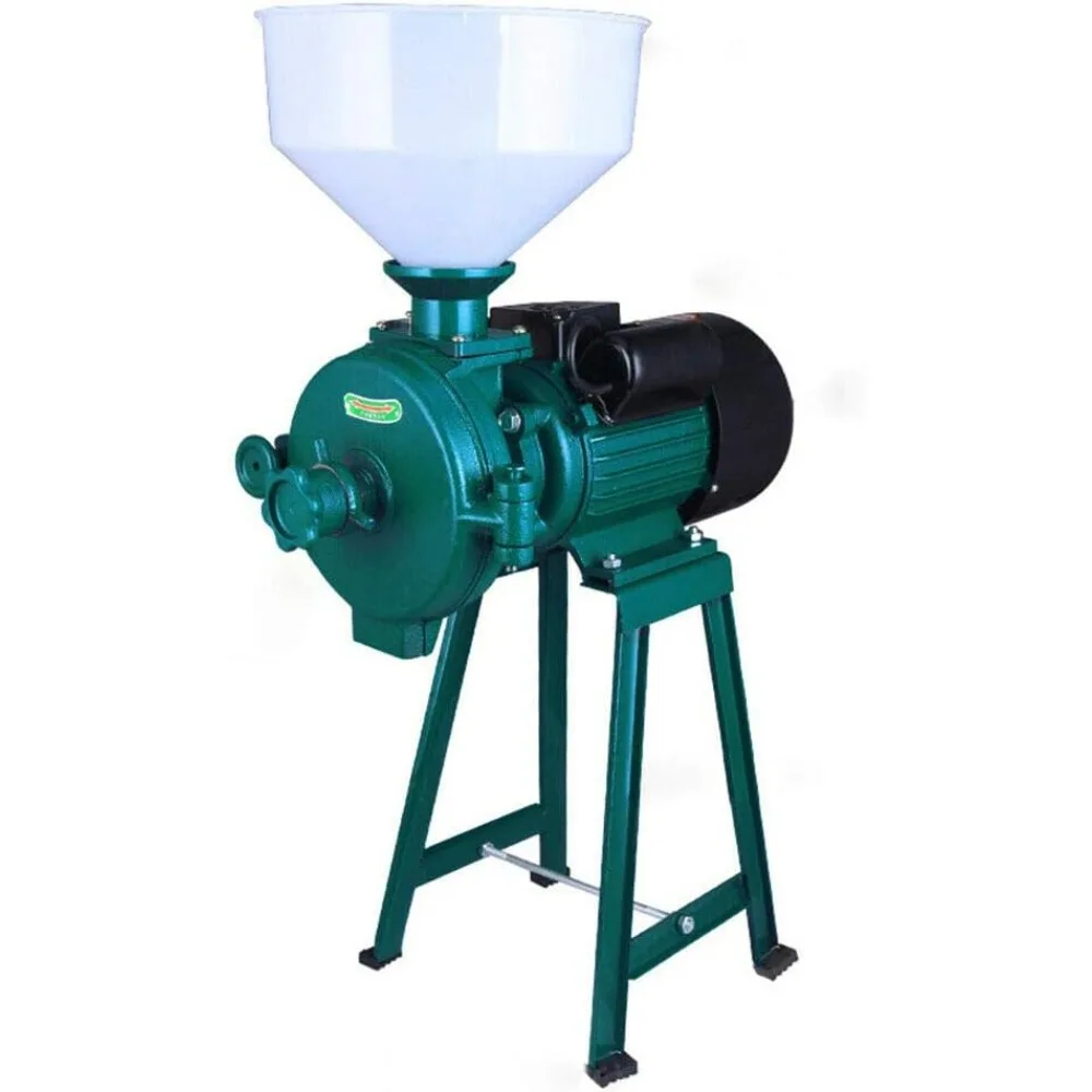 Kommerzielle elektrische Getreidemühle, 1500 W, Getreidemühle aus verzinktem Eisen, Maltmühle mit 2 Walzenmühlen für Mais, Weizen, Reis, Sorghum Image