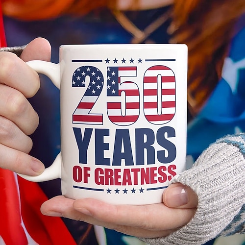 Tasse zum 250. Jahrestag der Vereinigten Staaten, patriotisches Geschenk, Keramik-Kaffeebecher zum 550. Jahrestag, 1776–2026 Amerika 250, Geschenk zum Unabhängigkeitstag (4. Juli) für Männer und Image