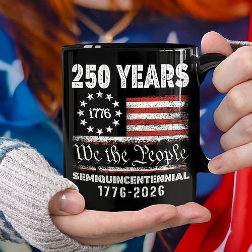 USA 250. Jubiläum Becher Patriotisches Geschenk Semiquincentennial Keramik Kaffeebecher 1776-2026 Unabhängigkeitstag 4. Juli Geschenk für Männer und Frauen Mikrowellen- und spülmaschinengeeignet Image