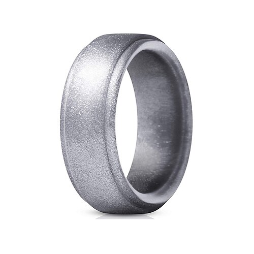 mattschwarzer Silikonring für Männer – bequemer und langlebiger Ehering, stilvoller Gummiring für einen aktiven Lebensstil, Sport, Arbeit und den Alltag Image