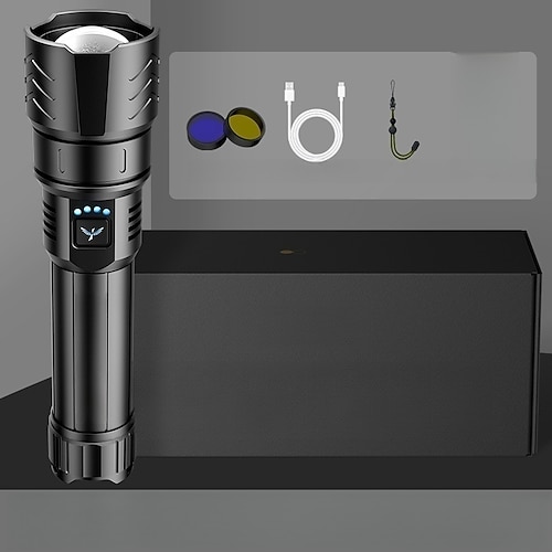 Hochleistungsfähige, ultrahelle, wiederaufladbare Taschenlampe mit Zündlinse, einstellbarem Fokus und vier Leuchtmodi – ideal für Camping, Outdoor-Aktivitäten, Landwirtschaft und Haushalt.