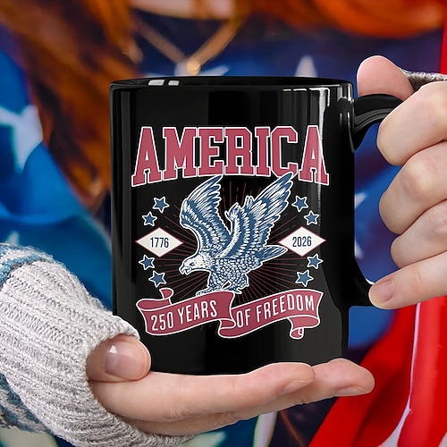 Tasse zum 250. Jahrestag der Vereinigten Staaten – patriotisches Geschenk, Keramik-Kaffeebecher zum 550. Jahrestag, 1776–2026 Amerika 250, Geschenk zum Unabhängigkeitstag (4. Juli) für Männer und Image