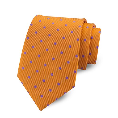 Herrenkrawatte aus Polyester mit Polka-Dots, klassisches, mehrfarbiges Punktmuster, eleganter, schmaler Stil für Trauzeugen, Hochzeiten, formelle Abendessen, Bankette und Geschäftsveranstaltungen Image