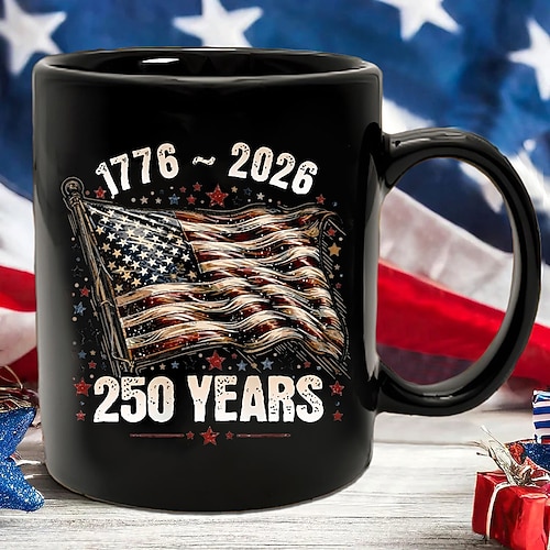 Tasse zum 250. Jahrestag der Vereinigten Staaten, patriotisches Geschenk, Keramik-Kaffeebecher zum 550. Jahrestag, 1776–2026 Amerika 250, Geschenk zum Unabhängigkeitstag (4. Juli) für Männer und Image